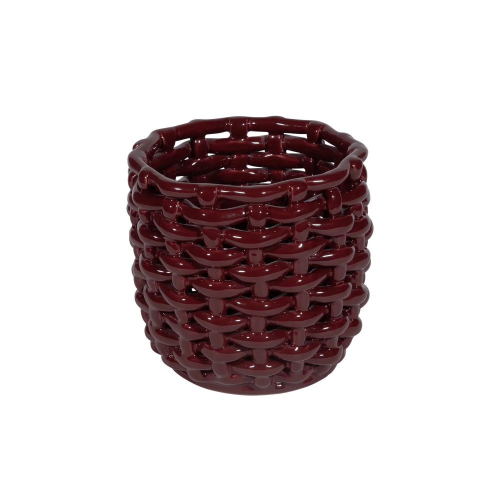 Burgundy Basketweave Planter
