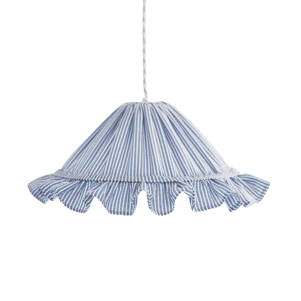 Petite Emilia 'Marina' Small Striped Conical Lampshade With Ruffle