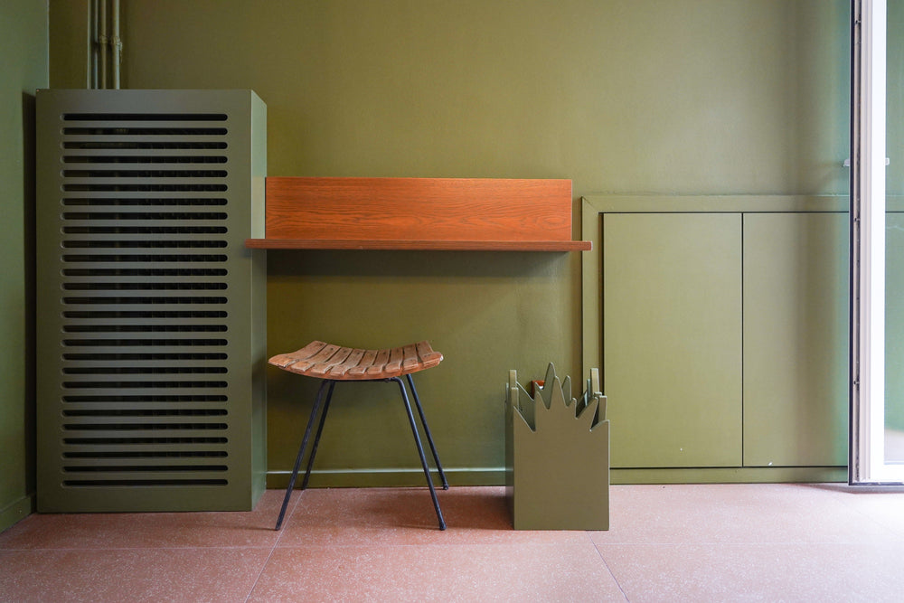 Wooden Plant Shaped Bin - Olive