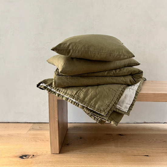 Miller Linen Quilt Khaki Green - OEKO-TEX Certified