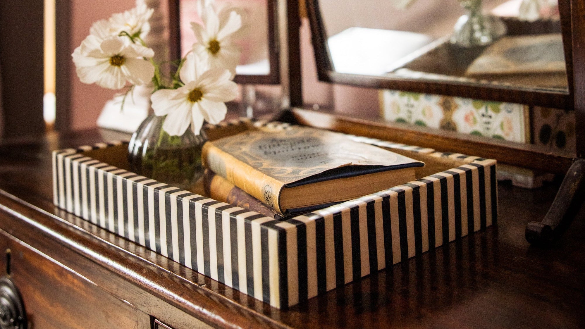 Rectangular Inlay Tray | Small | Black | Striped