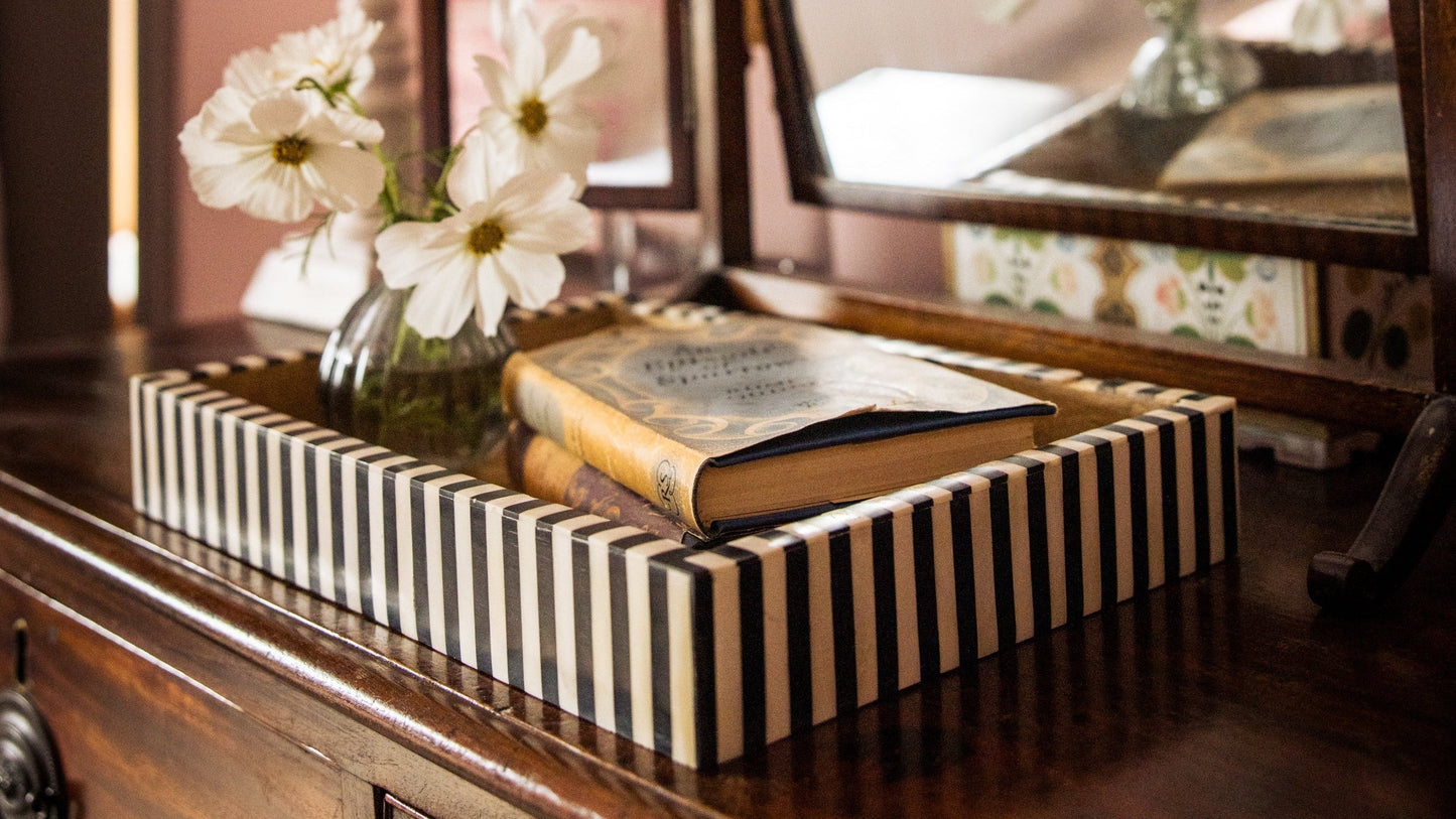 Rectangular Inlay Tray | Small | Black | Striped