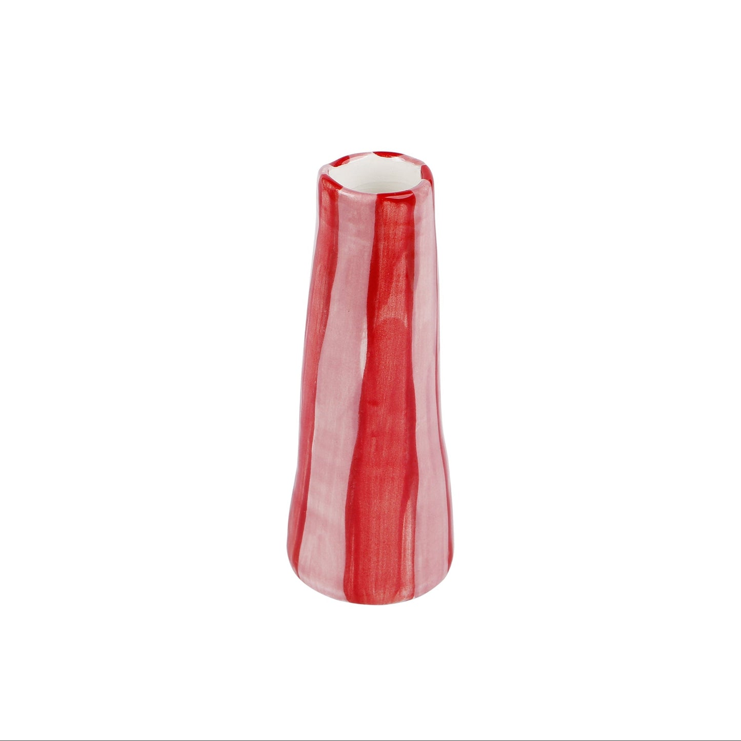 Red on Pink Stripes Stem Vase