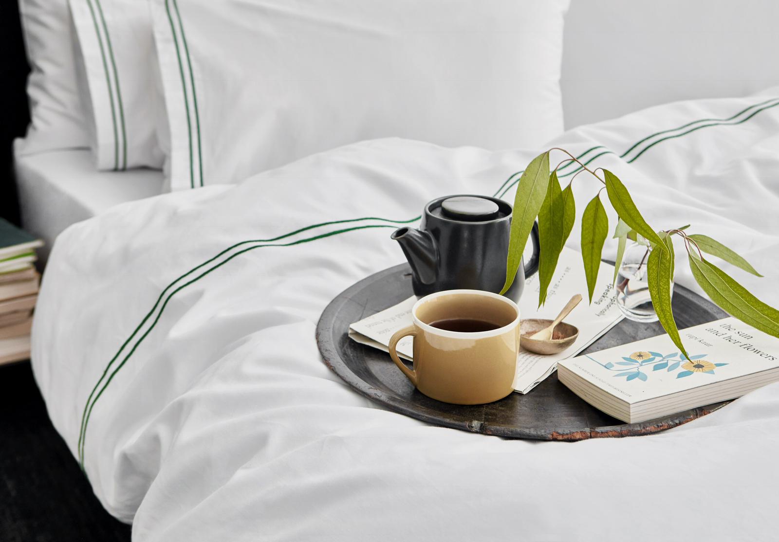 The Cairo Collection Bedding Set | Green Stripe