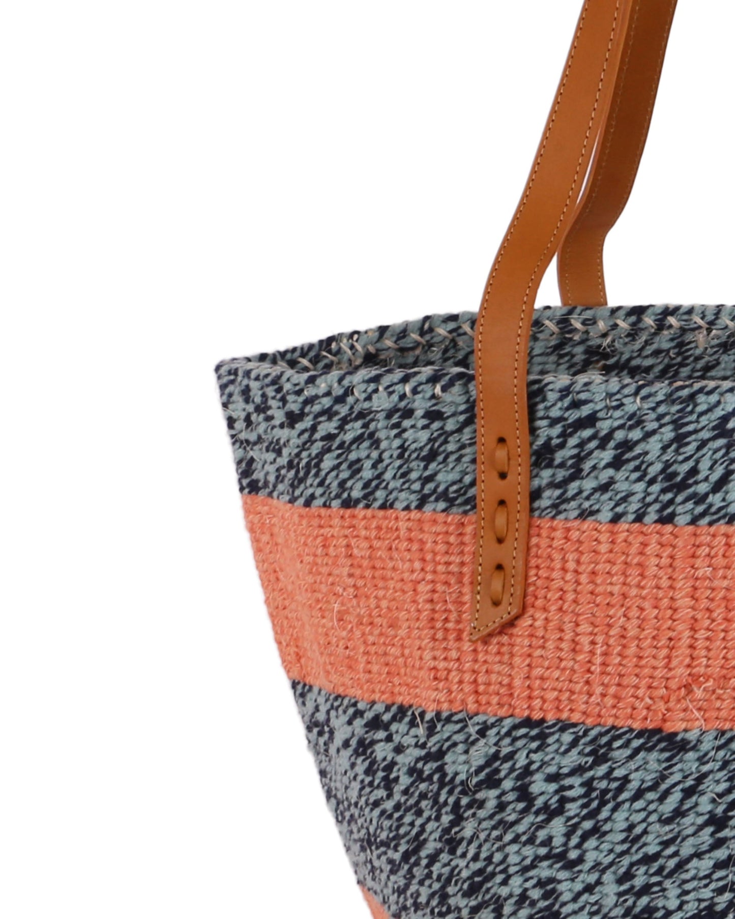 PENZI: Handwoven Orange, Blue & Black Wool Tote Bag
