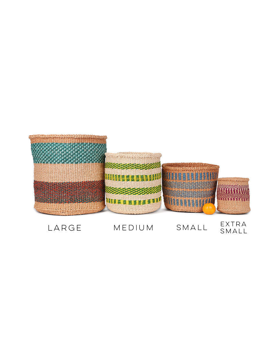 MOTO: Large Blue and Teal Sisal Basket