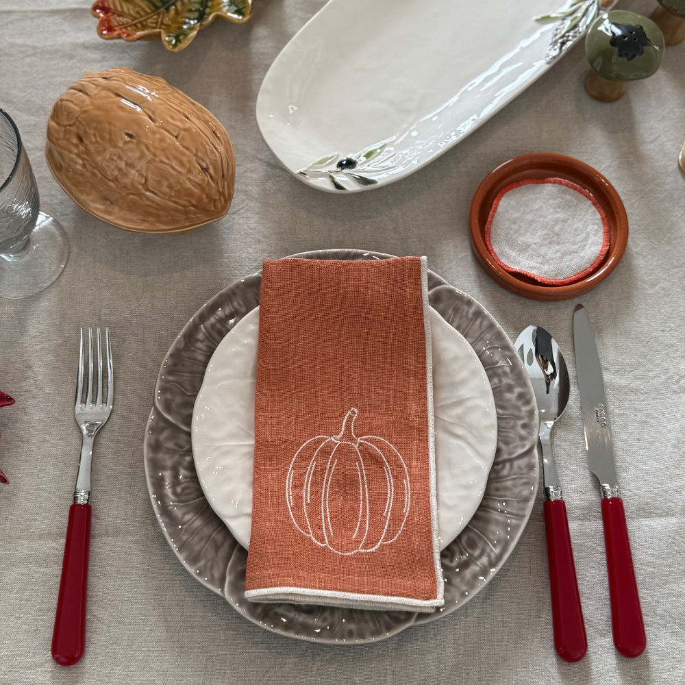 Set of 2 Linen Napkins - Pumpkin