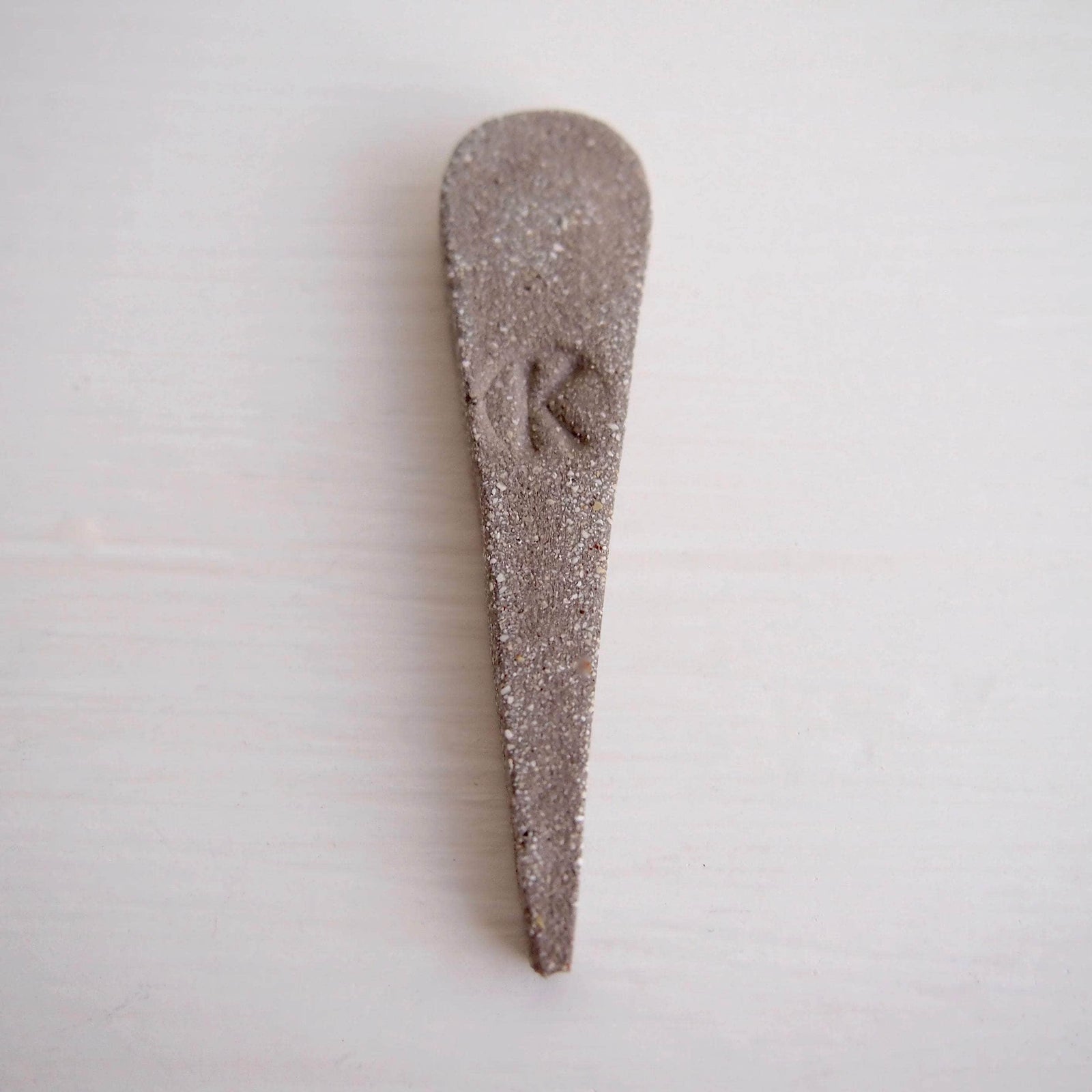 Handmade Mini Grey Ceramic Salt or Spice Spoon