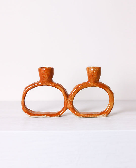 Handmade Ceramic Candle Holder Caramel