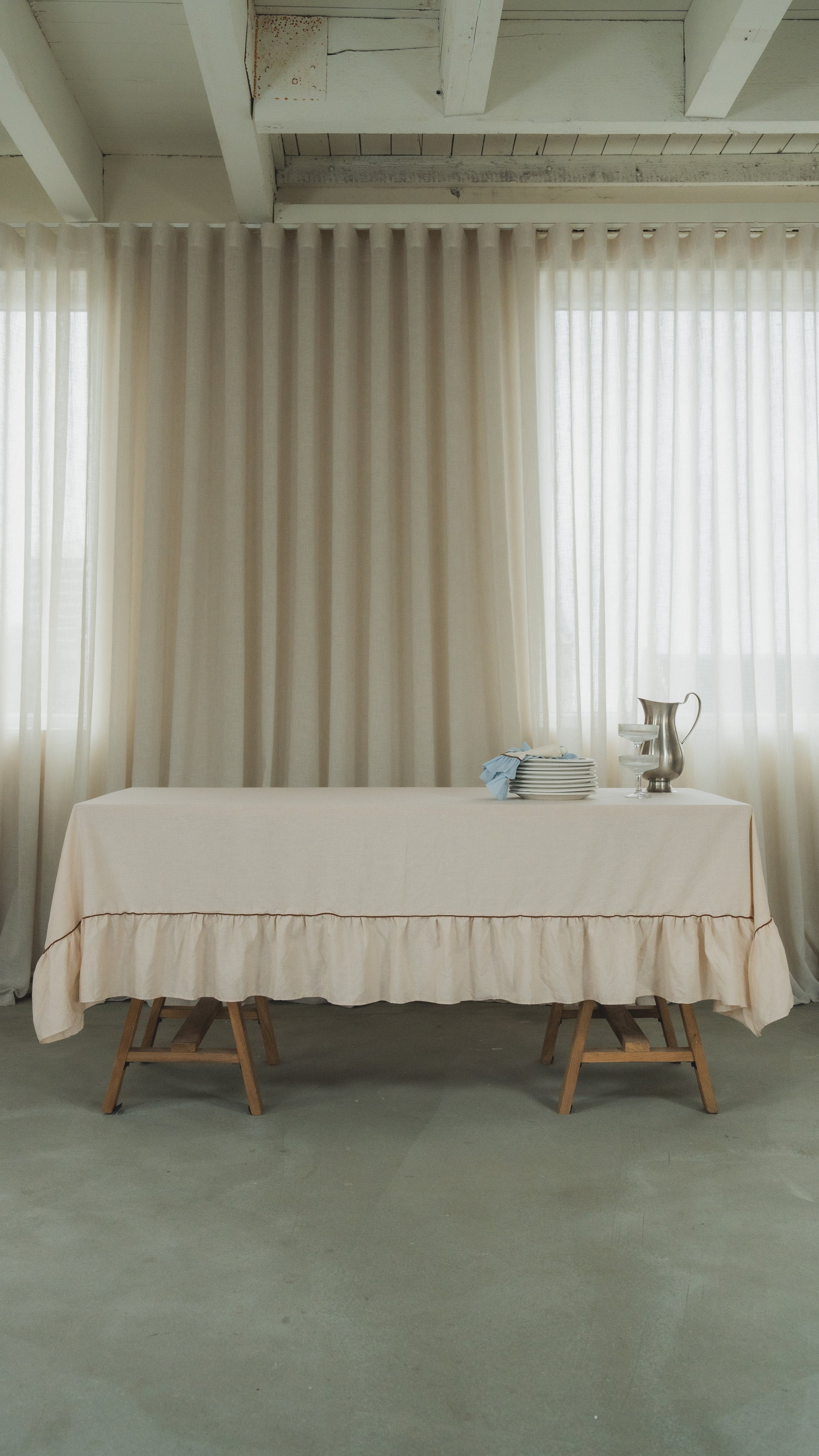 Ruffle Tablecloth, Beige