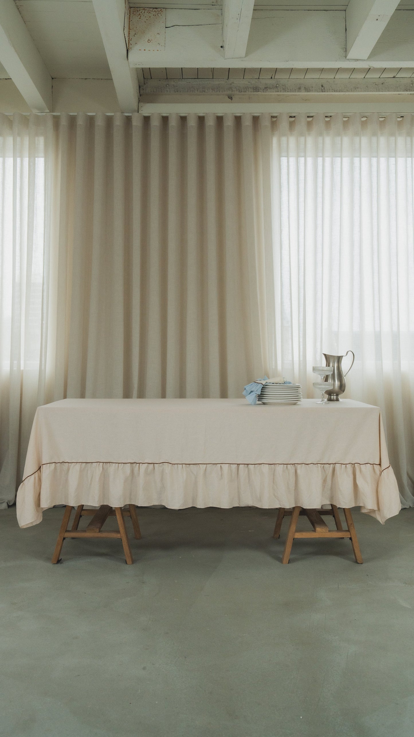 Ruffle Tablecloth, Beige