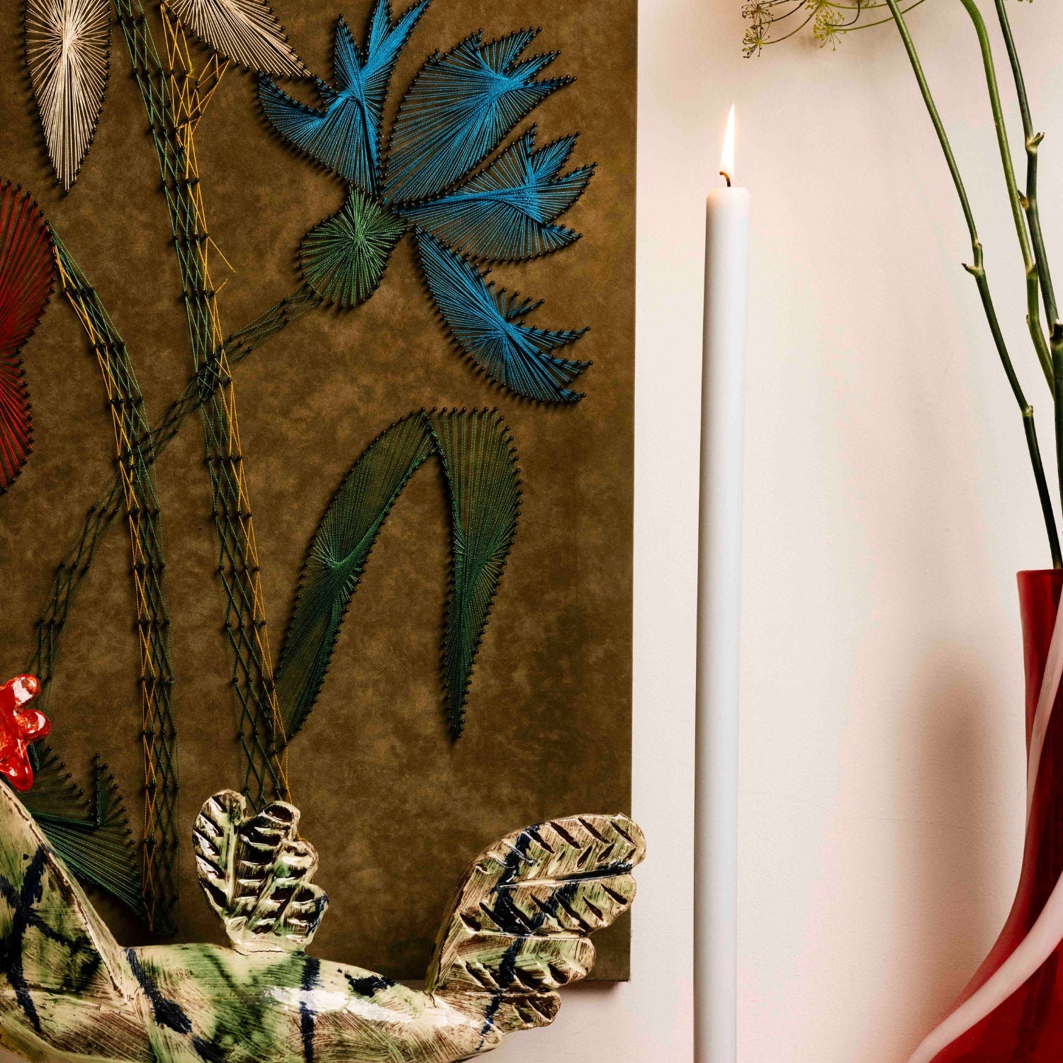 Milky Blue Tapered METRE Candle Pair