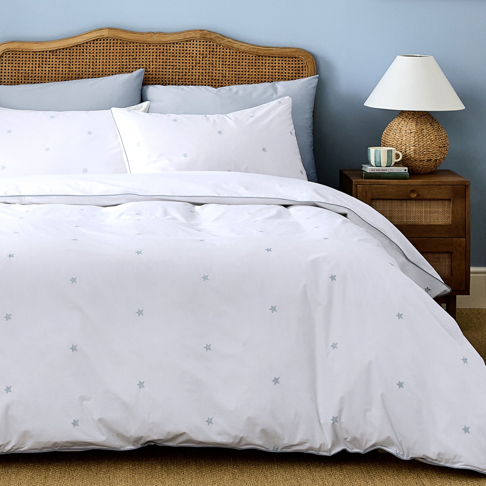 Luxury Organic Cotton Ocean Blue Amongst The Stars Bedding Set