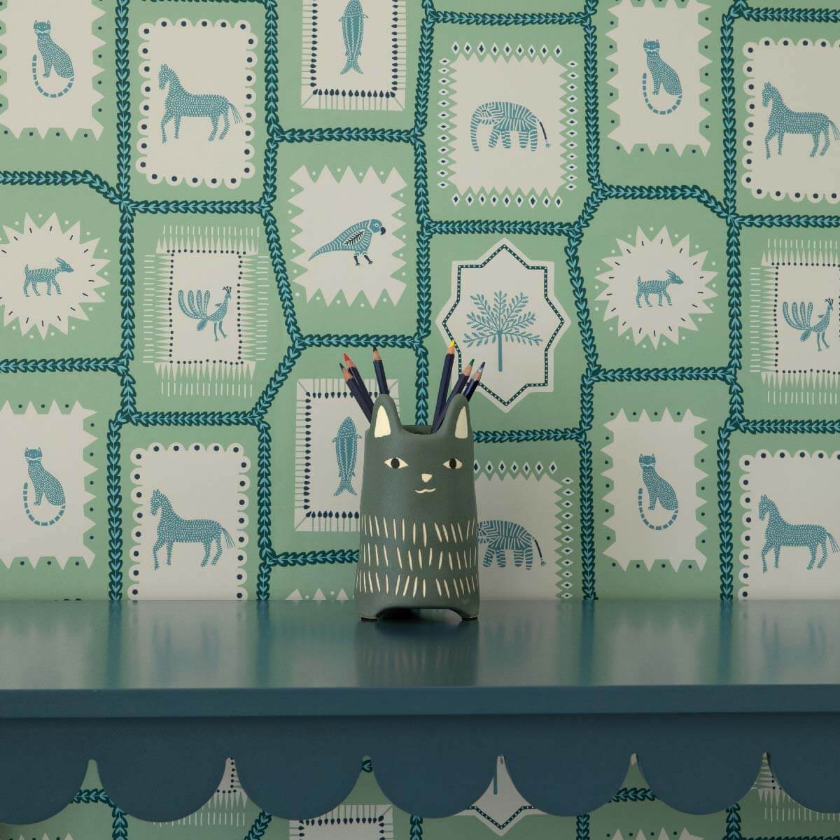 Folk Tales Wallpaper - Pistachio-