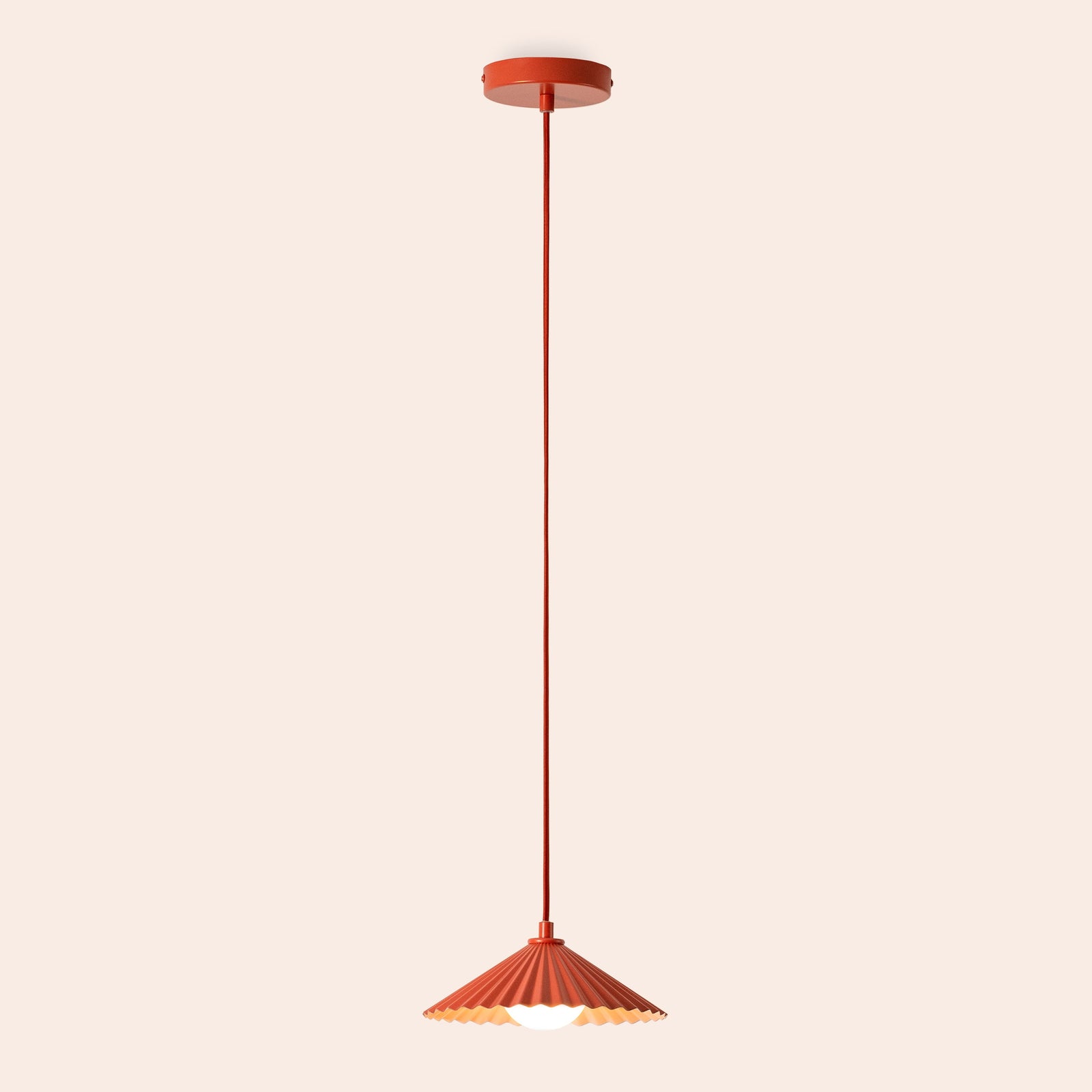Burnt Orange Small Pleat Pendant Ceiling Light