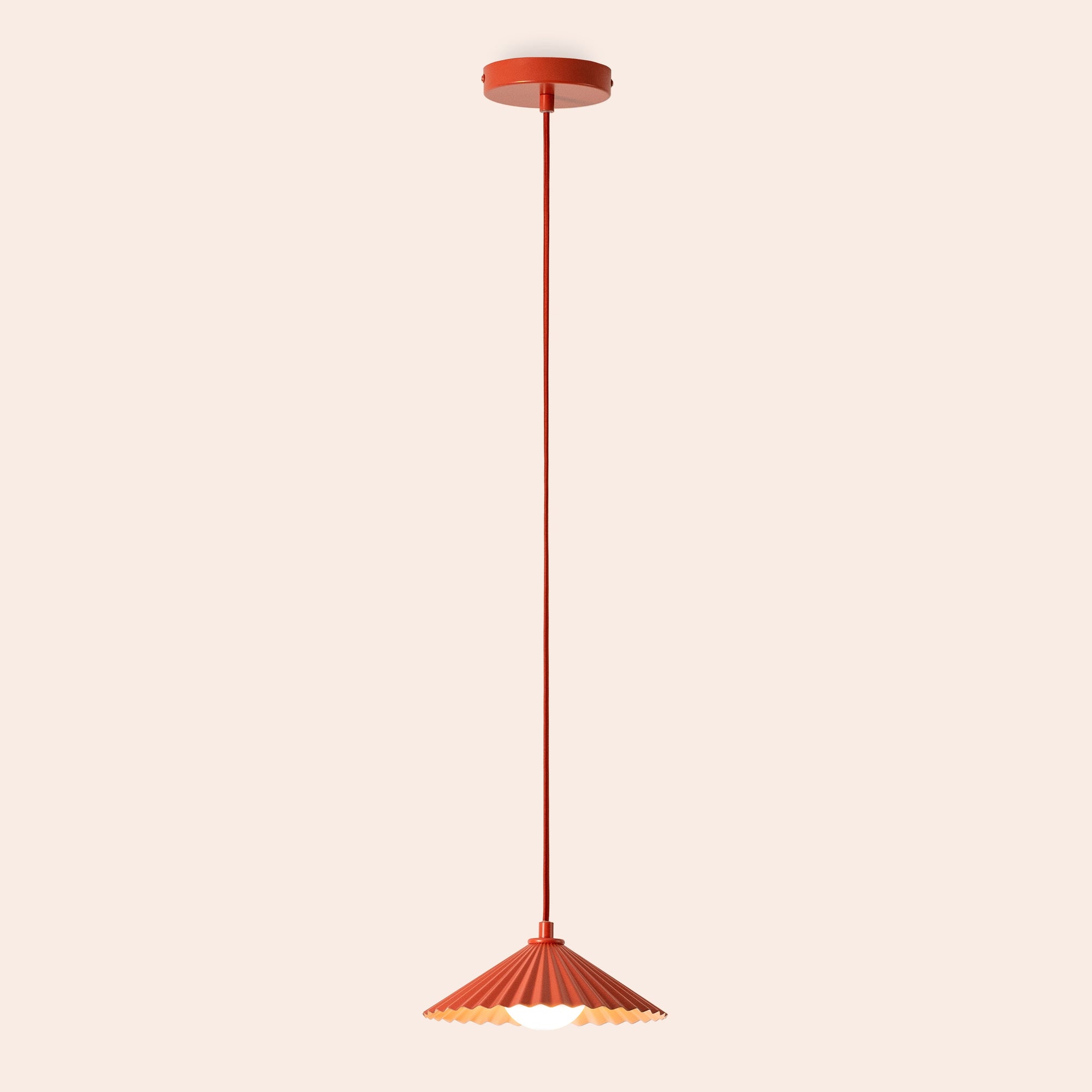 Burnt Orange Small Pleat Pendant Ceiling Light