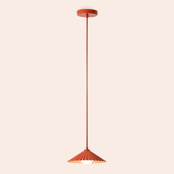 Burnt Orange Small Pleat Pendant Ceiling Light