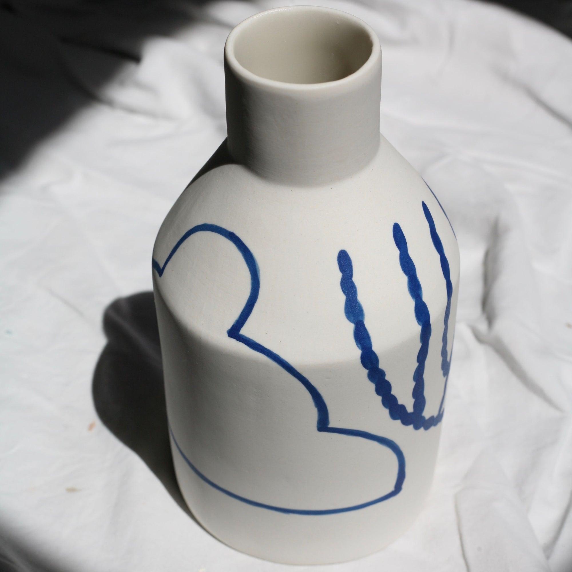 Porcelain Bottle Vase in Cloud and Coral