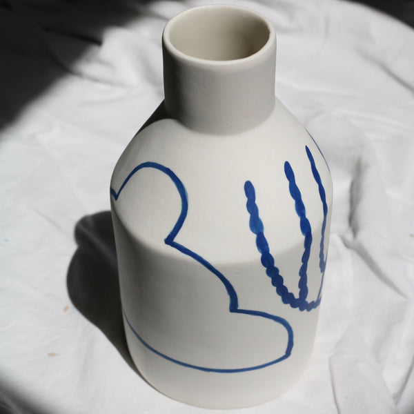 Porcelain Bottle Vase in Cloud and Coral