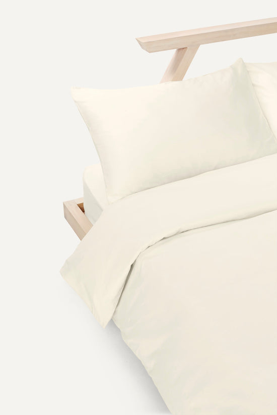 Percale Organic Cotton Duvet Cover - Iridescent Ivory