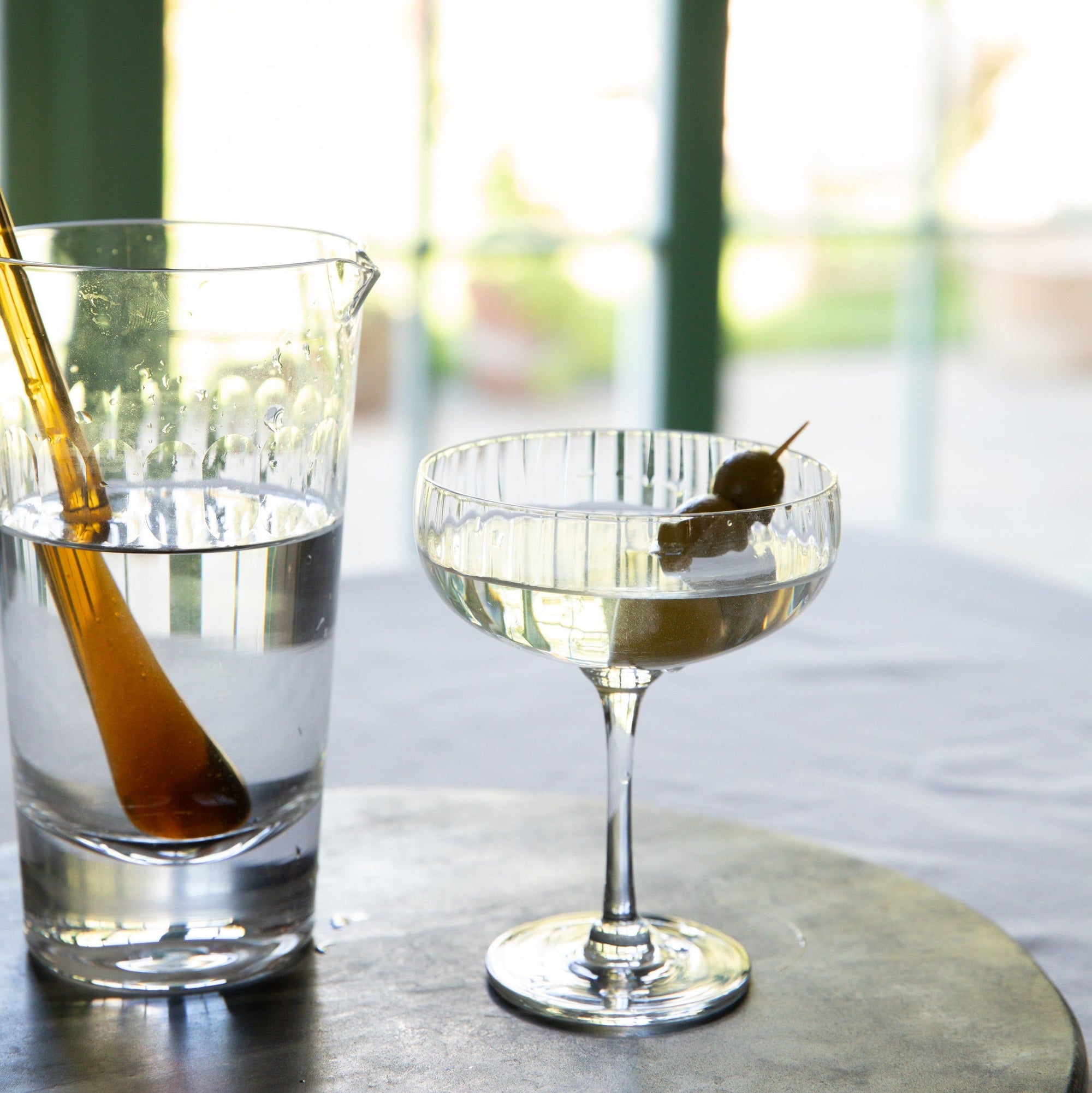 Crystal Cocktail Glasses with Ripple Design