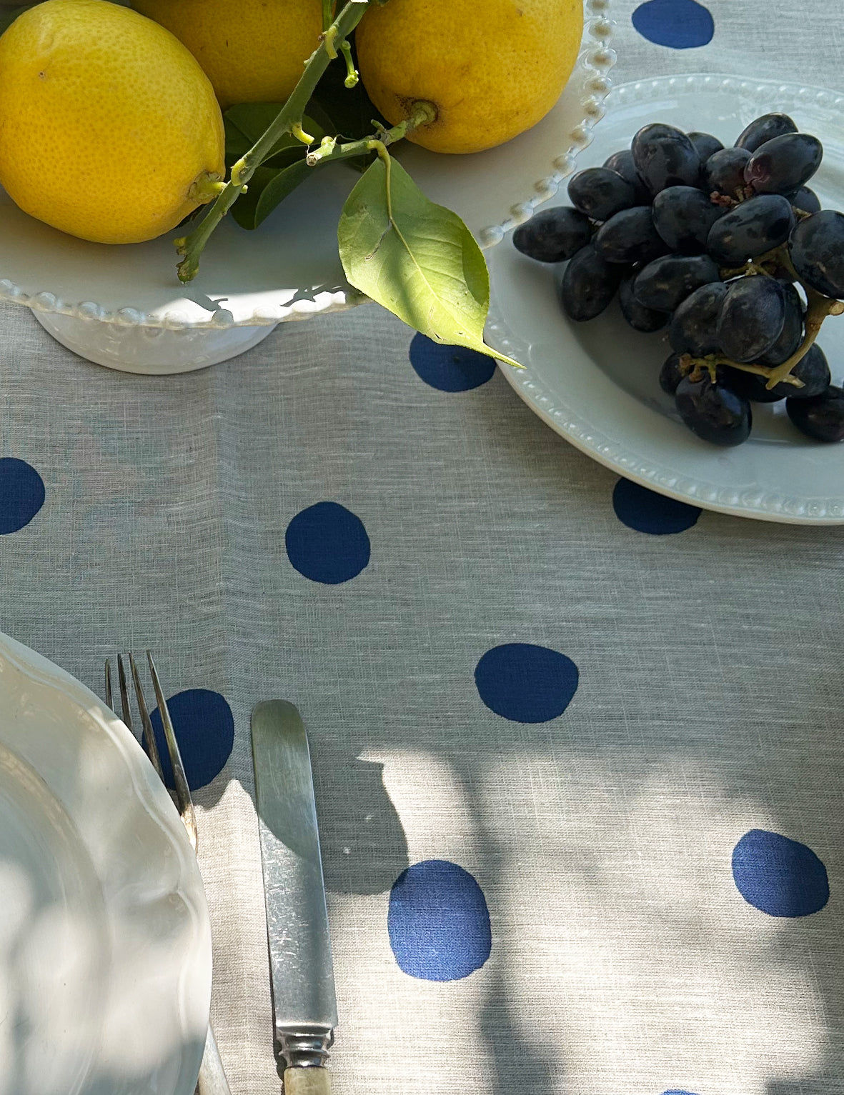 Polka Dot Linen Tablecloth