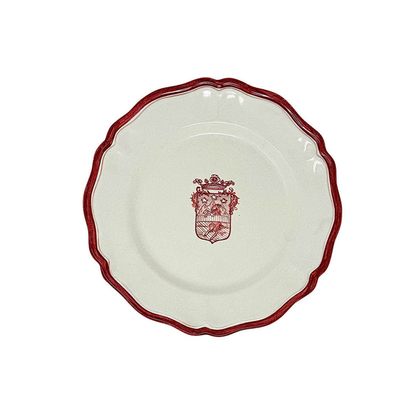 Hand Painted Scalloped Plate with Red Crest