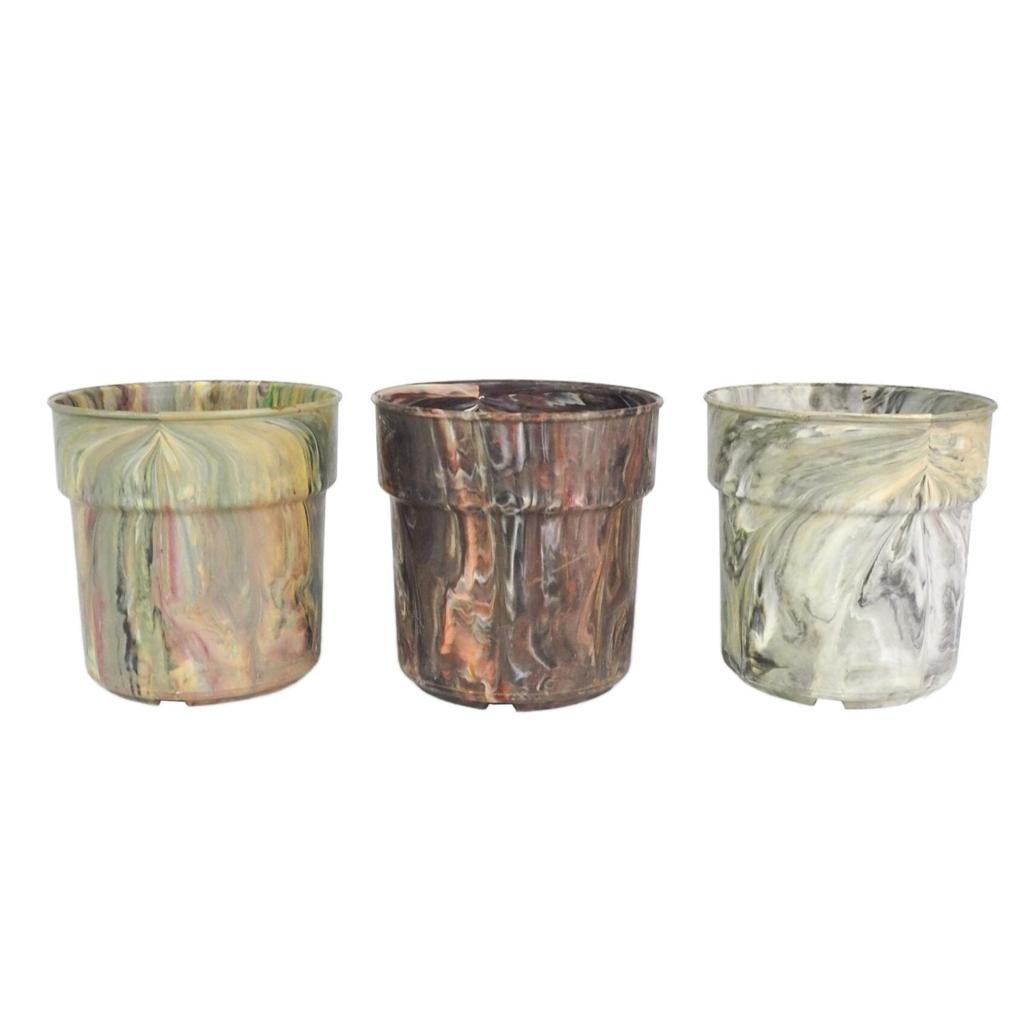 3 Vintage Marbled Plant Pots