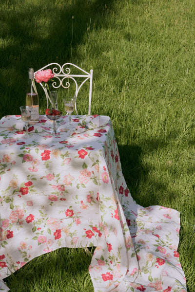 Rambling Rose Linen Tablecloth
