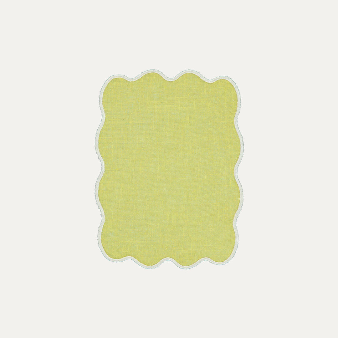 Yellow Palm Cocktail Napkin with Cream