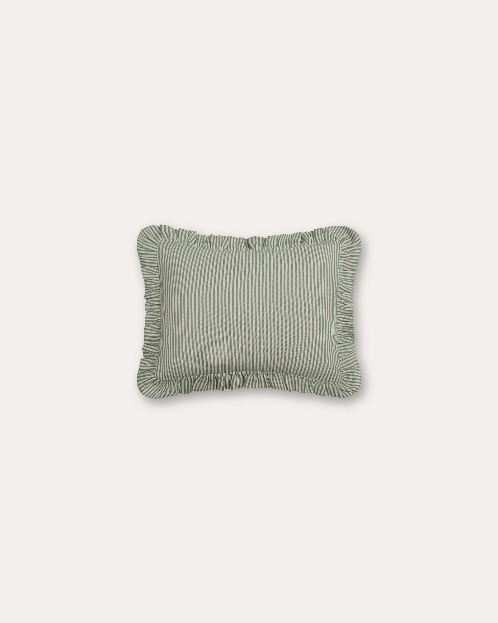 The Fine Stripe Rectangle Cushion in Sage