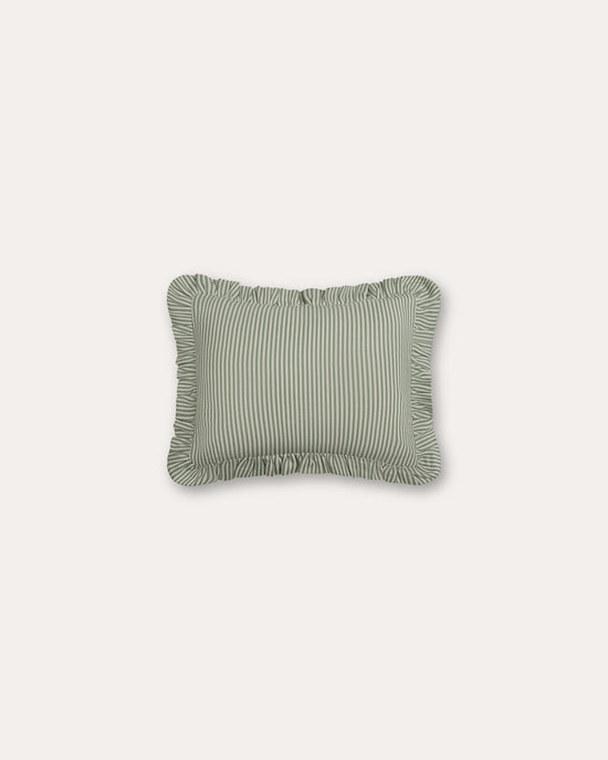 The Fine Stripe Rectangle Cushion in Sage