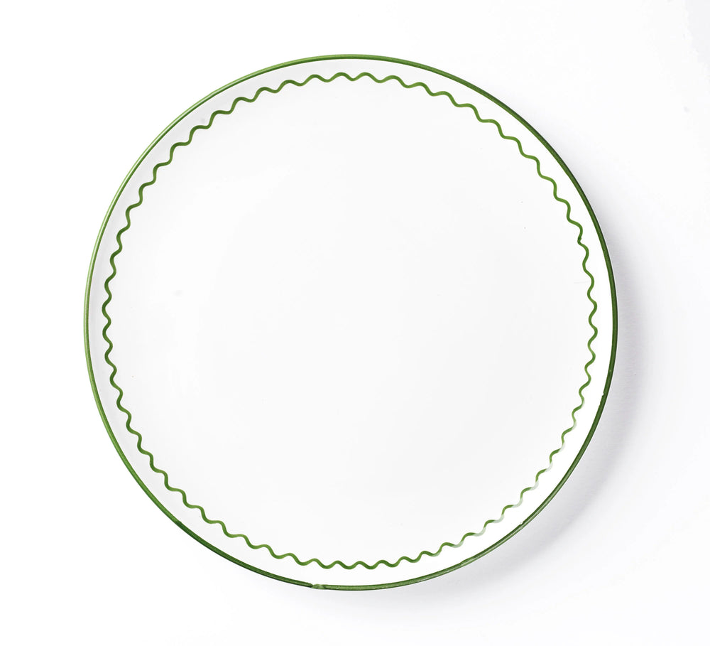 Dinner Plate - Olive Green Zigzag