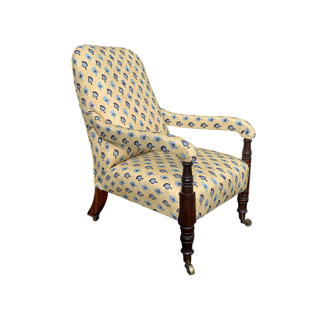 RUBY – Antique Statement Open Arm Armchair in Robert Kime fabric