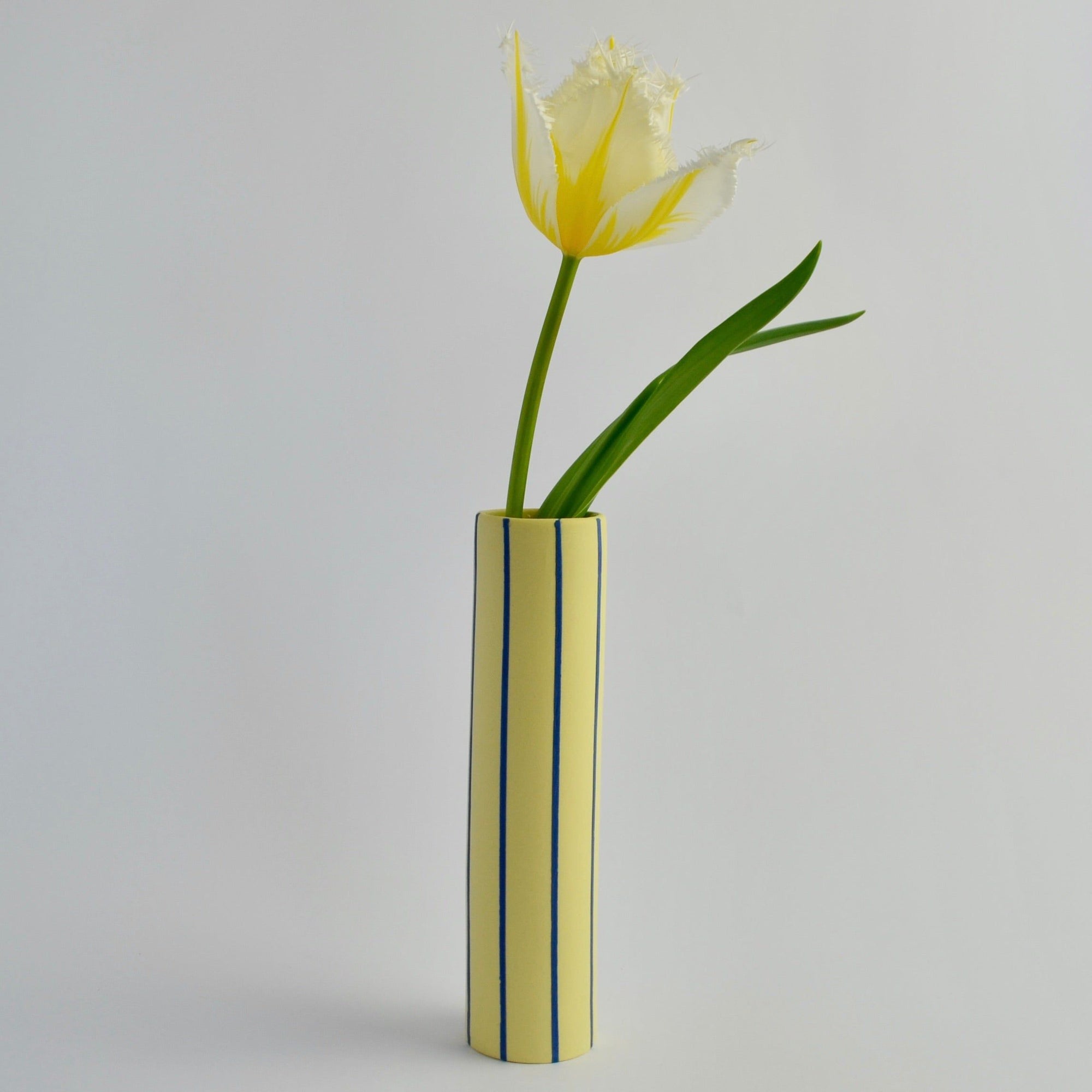 Coloured Striped Vase Naples Yellow