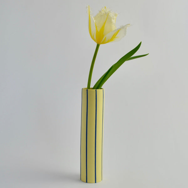 Coloured Striped Vase Naples Yellow