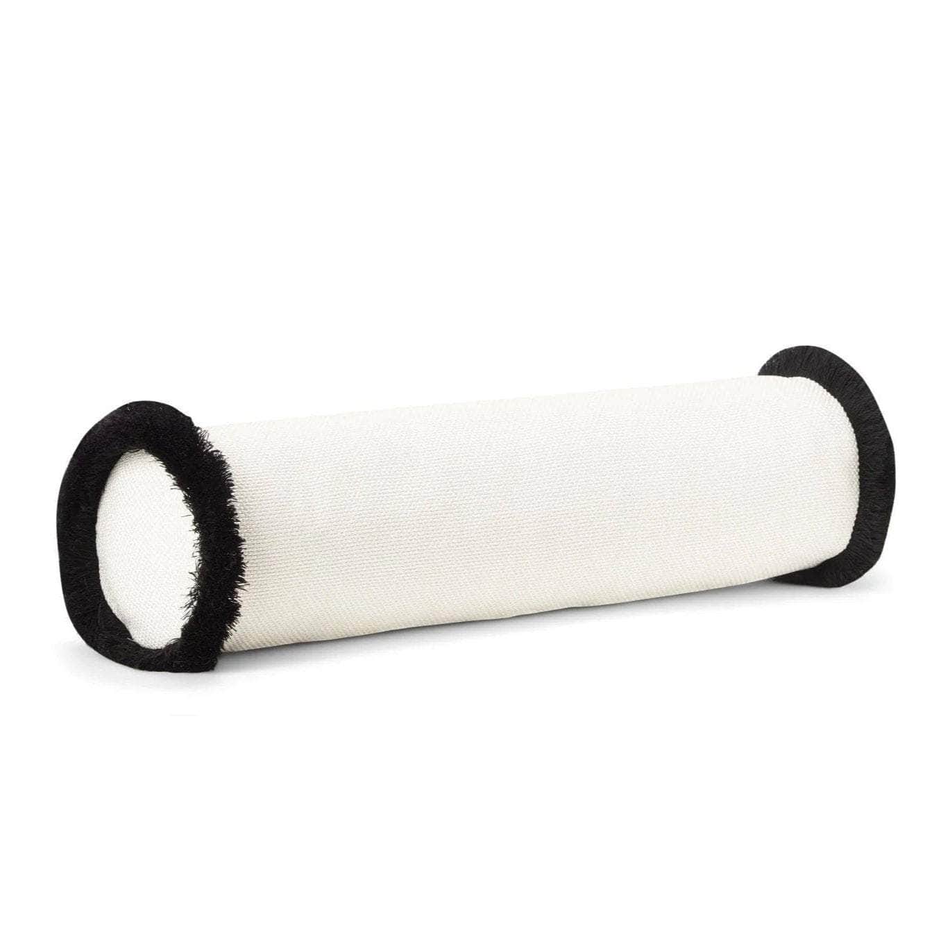 Pillow Cover - The Cigar Pillow Case - Ivory White with Black Fringe