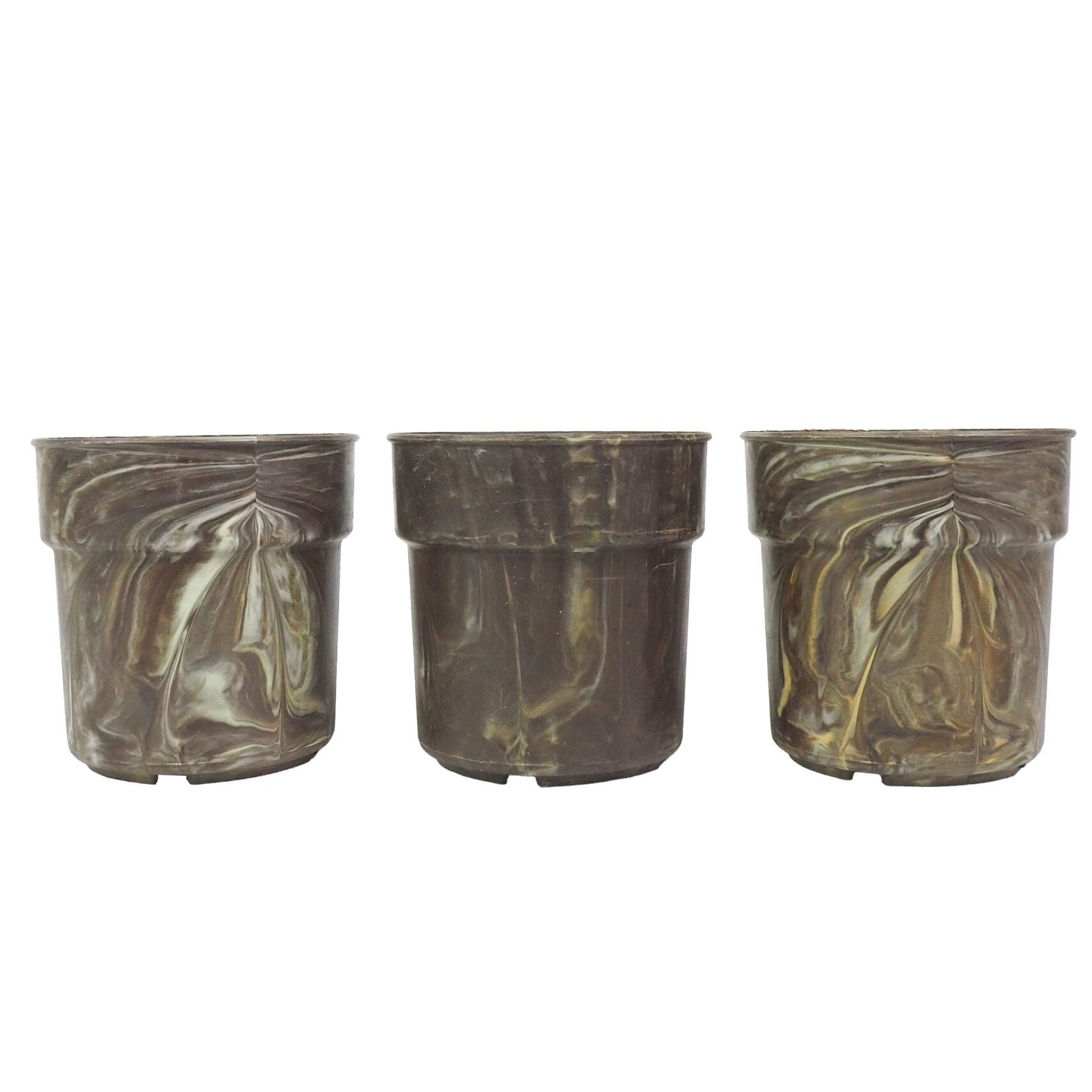 3 Vintage Marbled Plant Pots