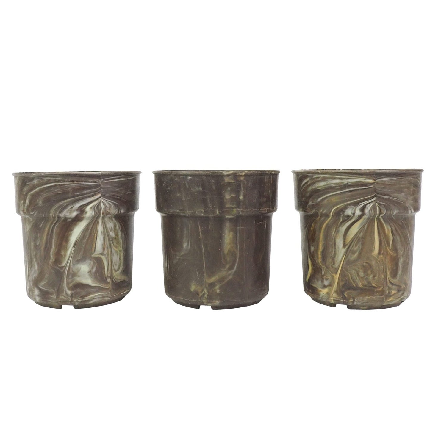 3 Vintage Marbled Plant Pots