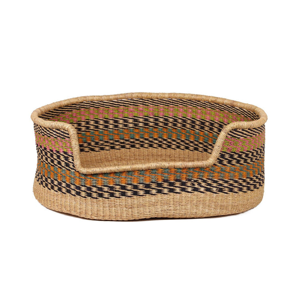 AKUYA: Pink, Orange and Navy Dog Basket - Large