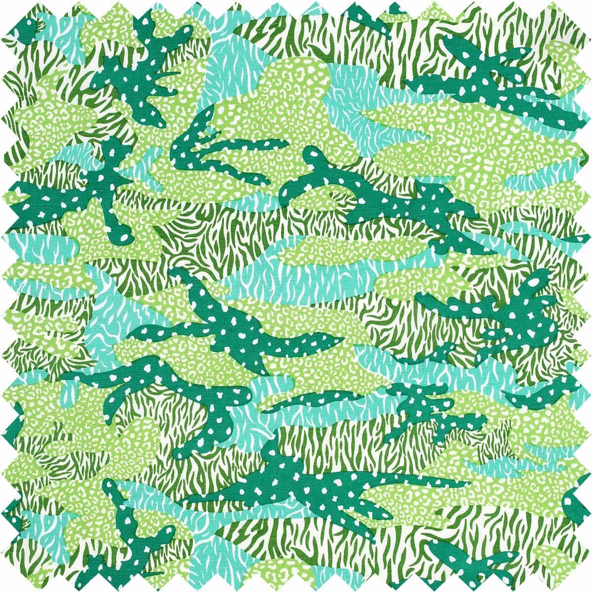 Green Big Cat Camo Fabric