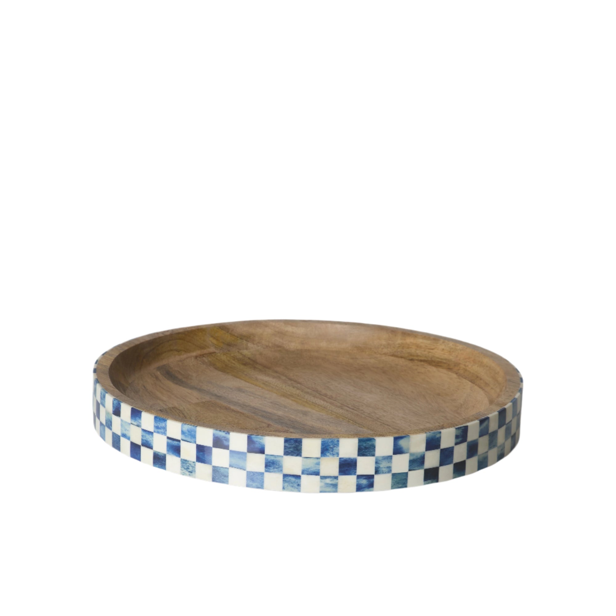Round Inlay Tray | Navy Blue | Chequered