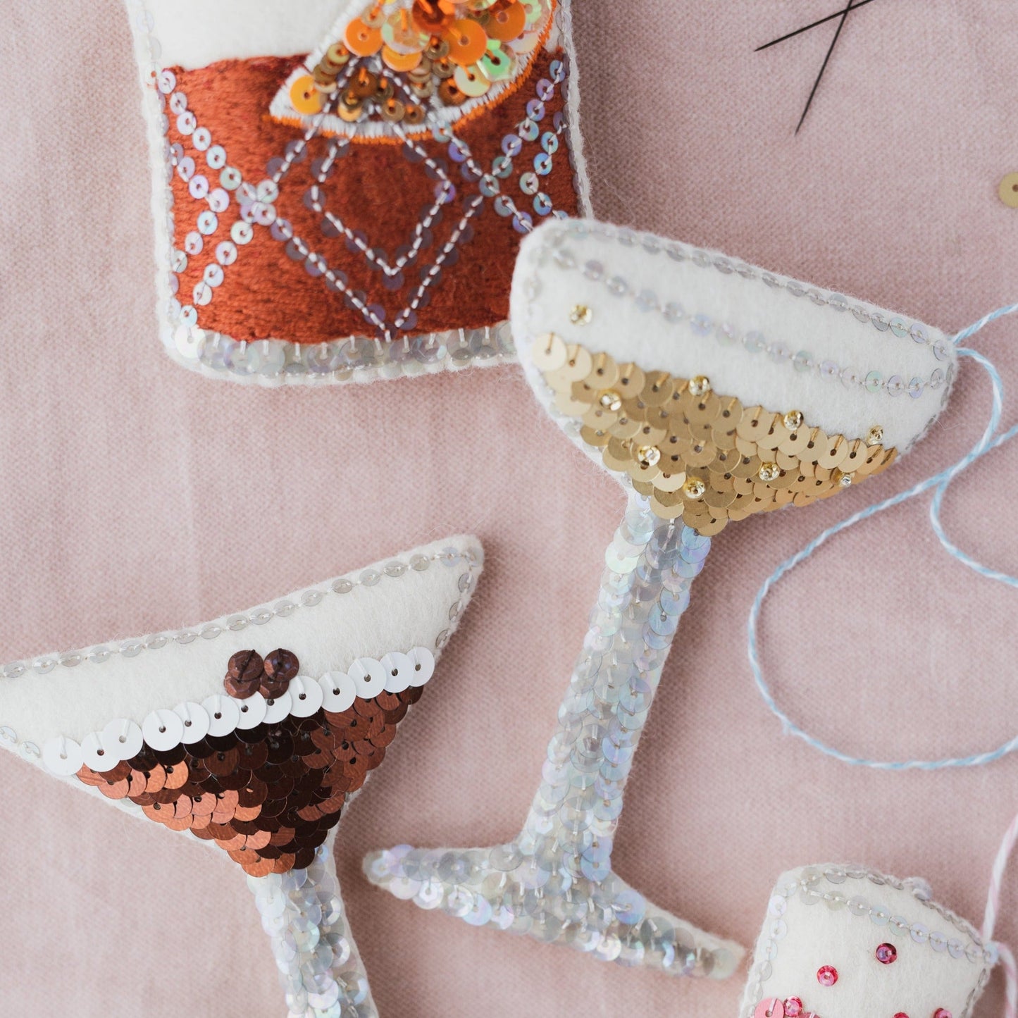 Champagne Coupe Sequin Hanging Ornament