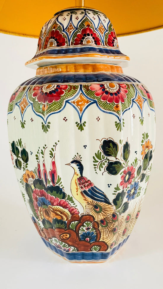 Large Antique Delft Polychrome Lamp