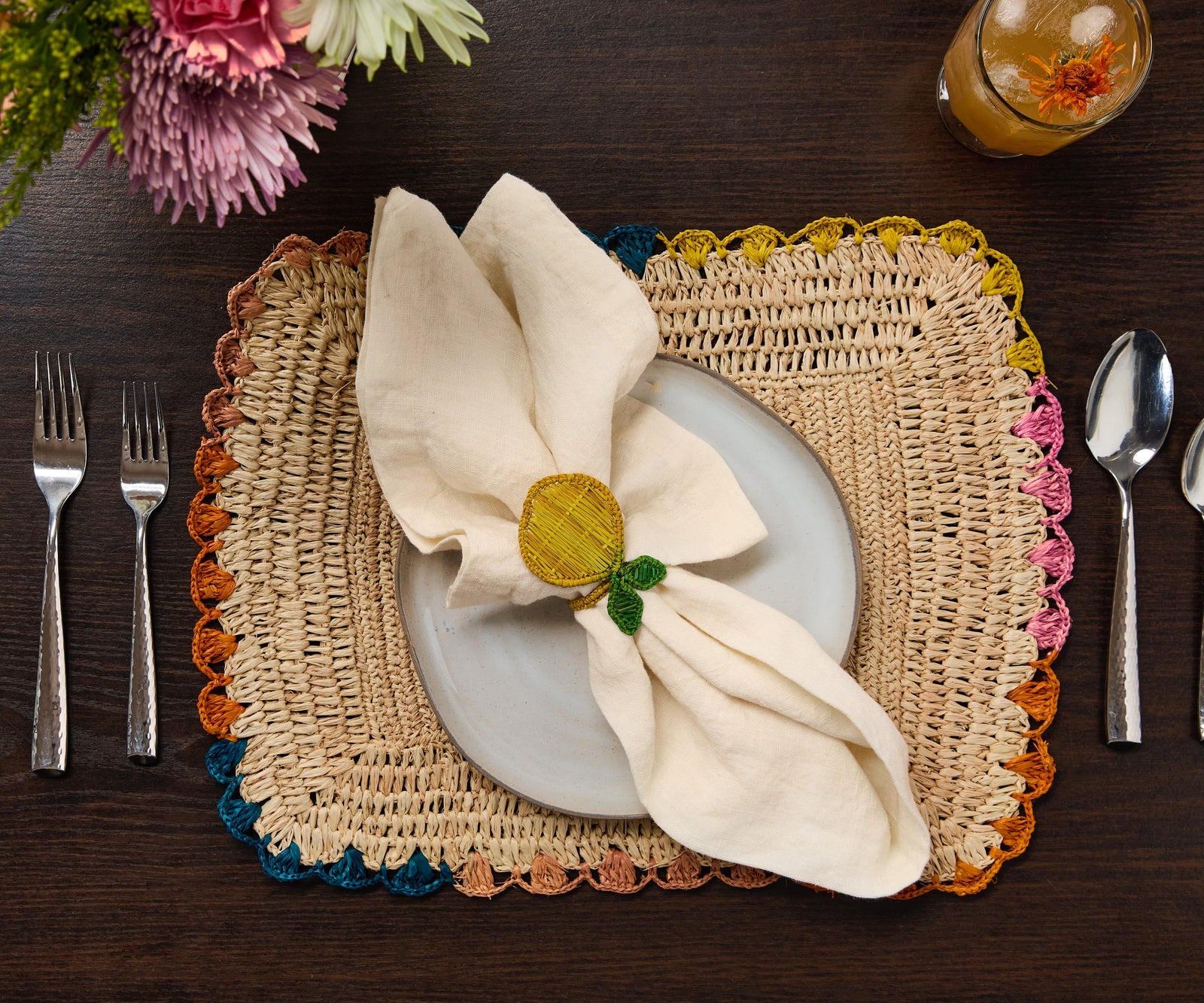 Handwoven Rectangular Raffia Placemats