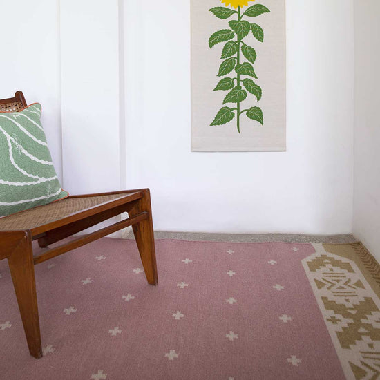Manali Flatweave Rug - Rose and Ochre