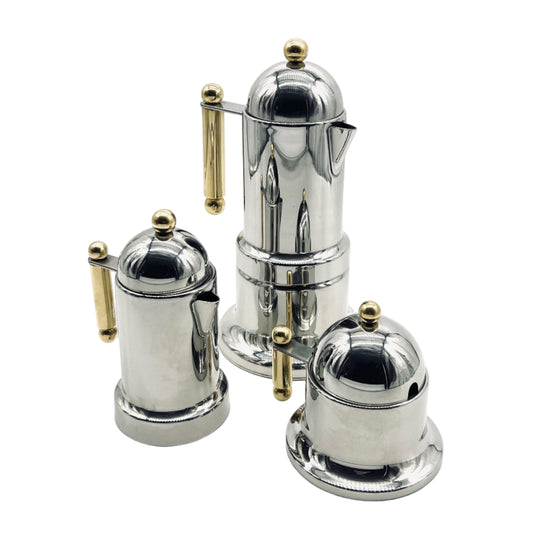 Italian Coffee Pot, Milk Jug and Sugar Bowl