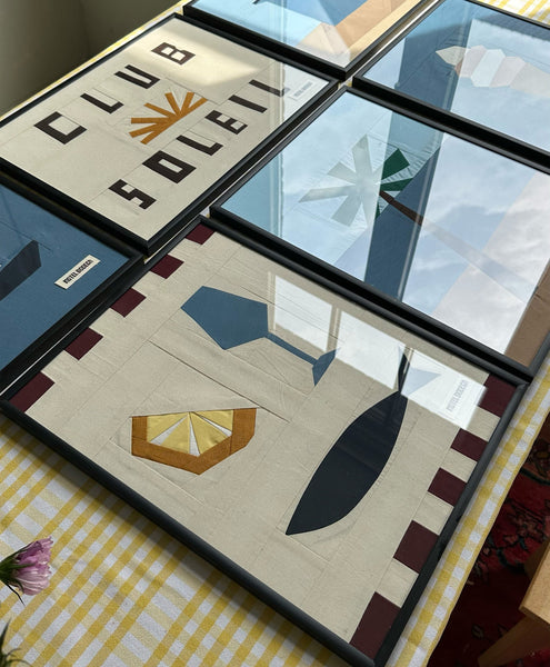 Club Soleil Original Quilted Artwork in Frame