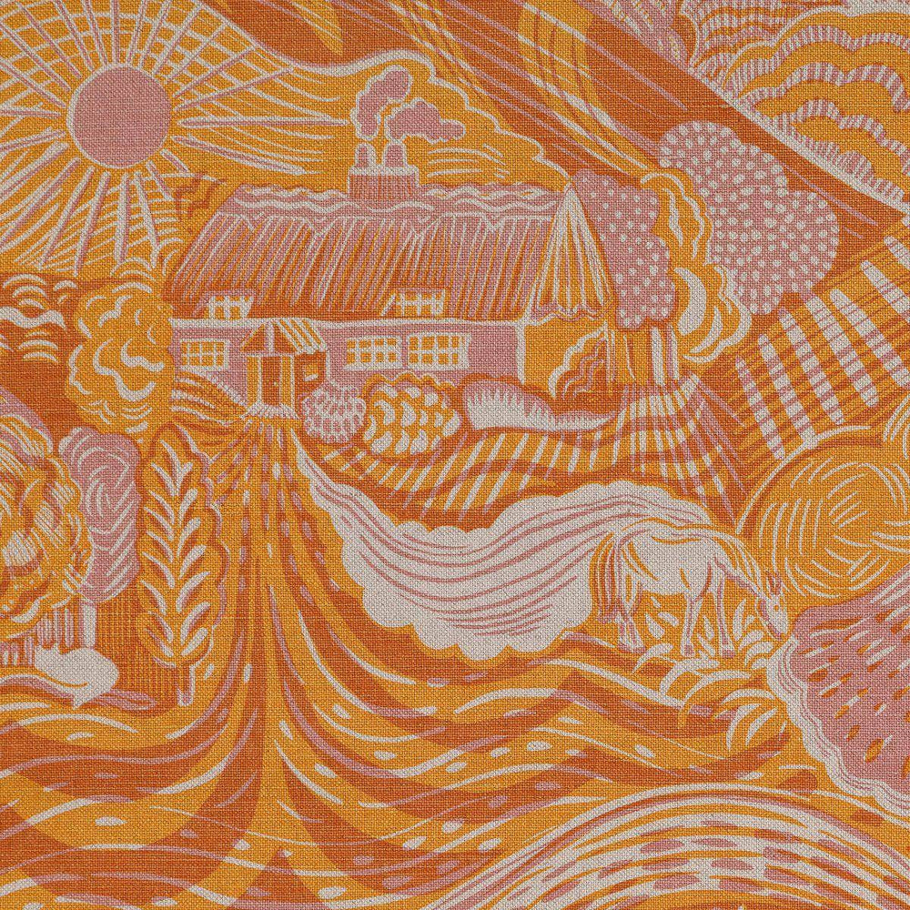 The Plough Fabric in Pink and Gold