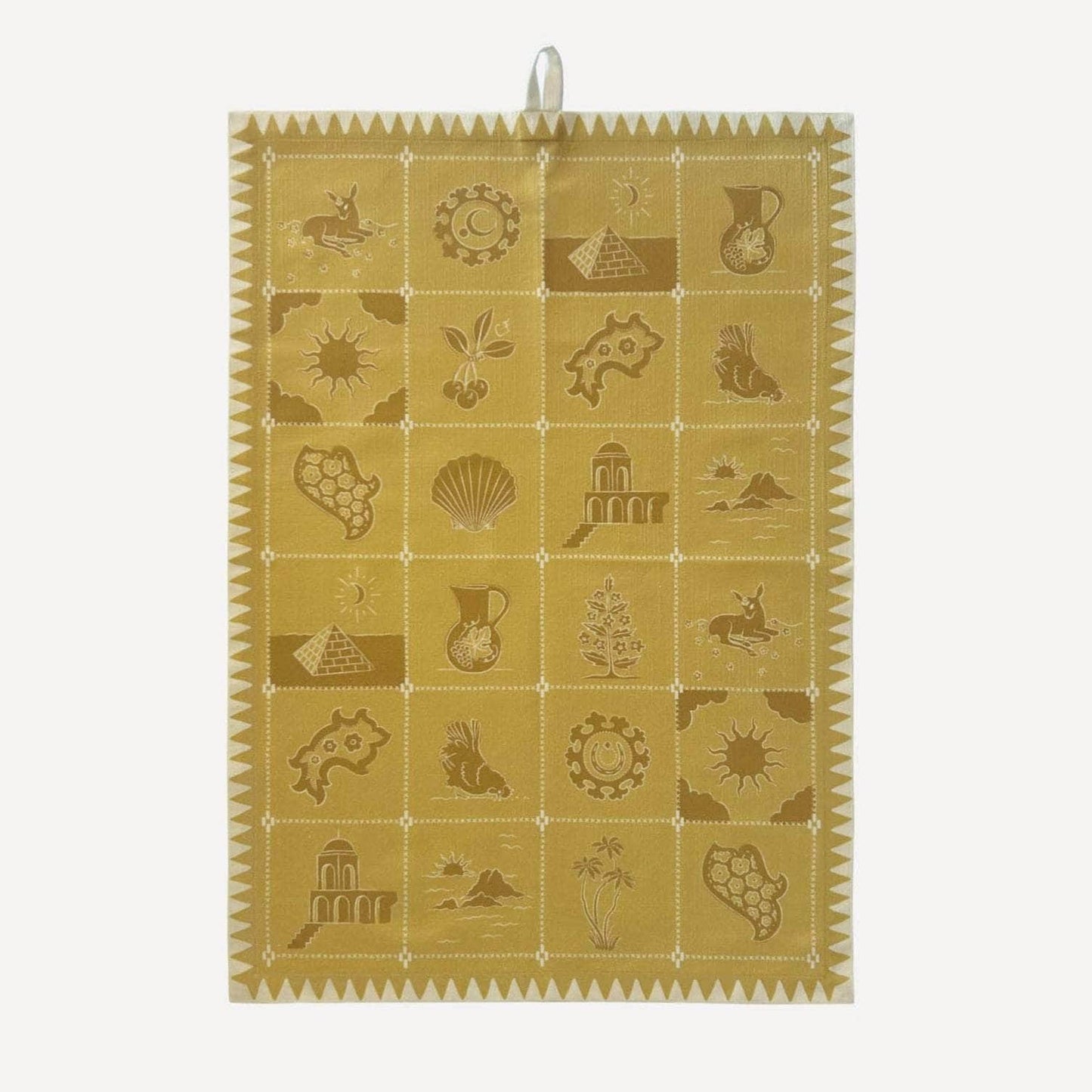 Redwork Tea Towel in Yellow